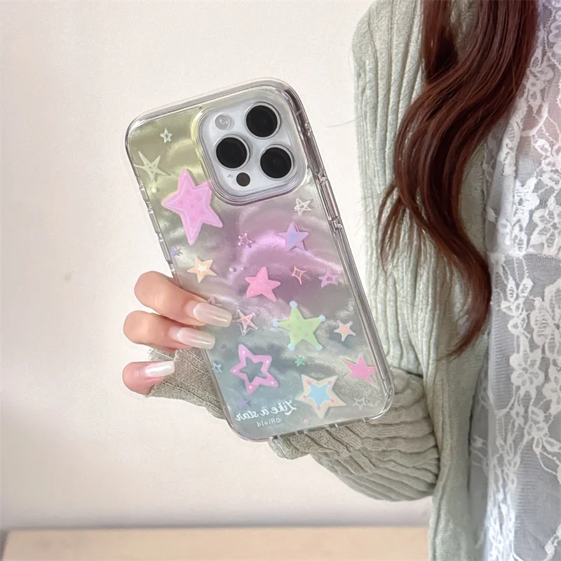 Чехол для телефона Halo-dyeing Cloud Layers Star для iPhone 16 Pro 15 14 13 12 Pro Max, силиконовый противоударный чехол 15 Pro Cute Funda