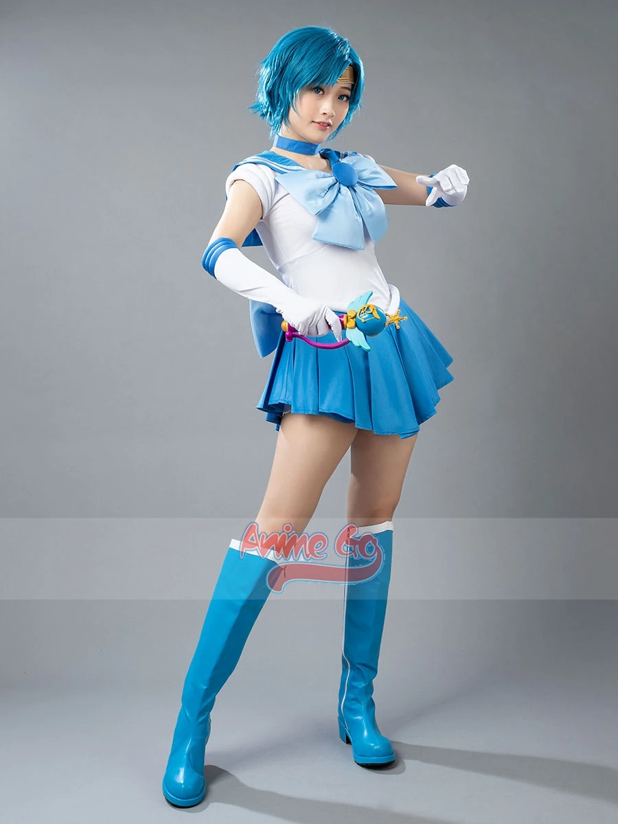 Disfraz de Anime Sailor Mercury Mizuno Ami para niños y adultos, vestido de Cosplay, talla mp000571