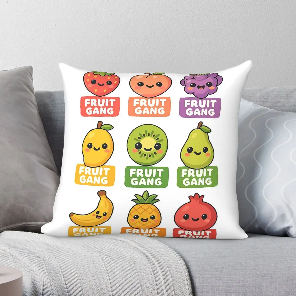Fruit Gang LGBTQ Pillowcase Polyester Linen Velvet Printed Zip Decorative Throw Pillow Case Bed Cushion Case 45x45