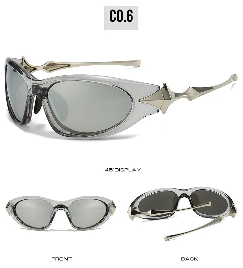 Steampunk Cat Eye Sonnenbrille Frauen neue Mode übergroße Punk Sonnenbrille für Damen Retro 2000's Brille y2k Accessoires – Detail 14