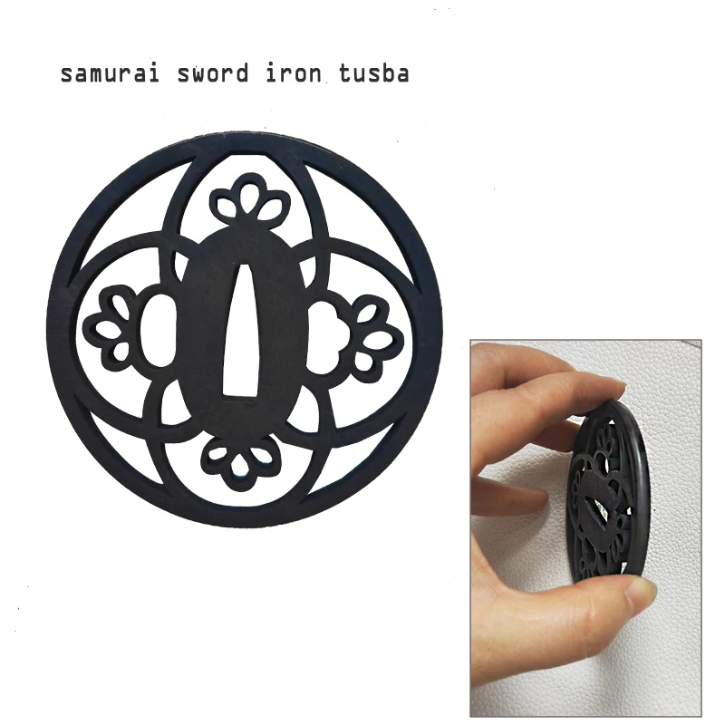 Iron Sword Tsuba Hand Guard For Japanese Samurai Katana Wakizashi Maintenance-Lasr Cutting Made-Plant /Flower Character