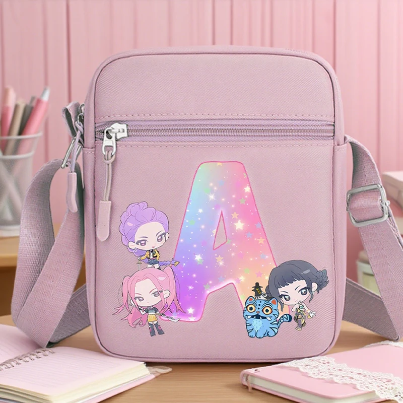 

KPop Demon Hunters Mobile Phone Bag girls A-Z letters pink Shoulder Bags Kids fashion Coin Purse Portable Zipper Crossbody Pouch