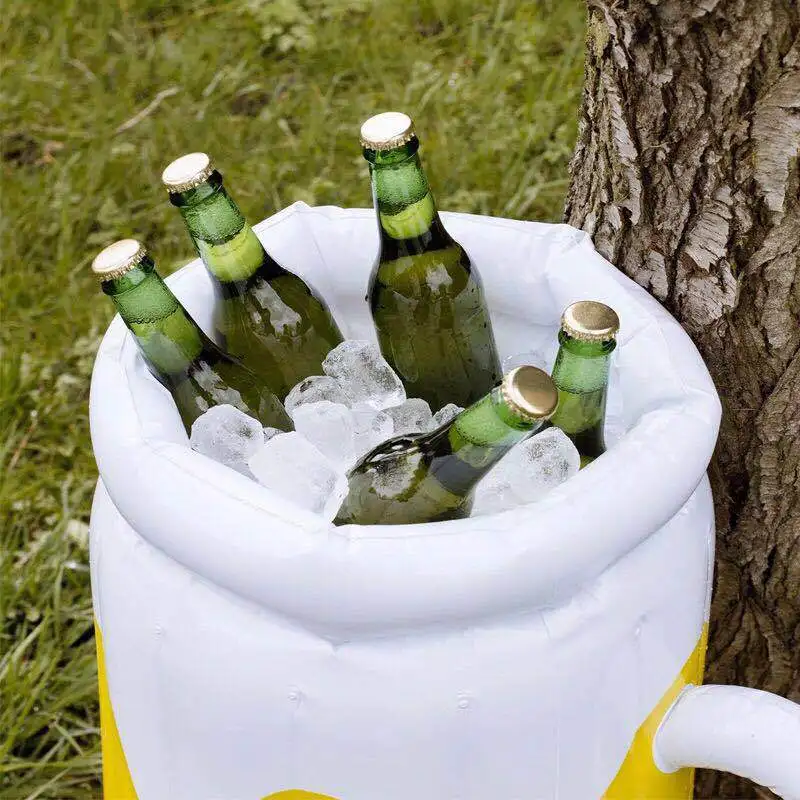 Beermug aufblasbarer Getränke halter großer aufblasbarer Wasser flaschen kühler schwimmt Pool Servier bar für Sommers chwimmbad party