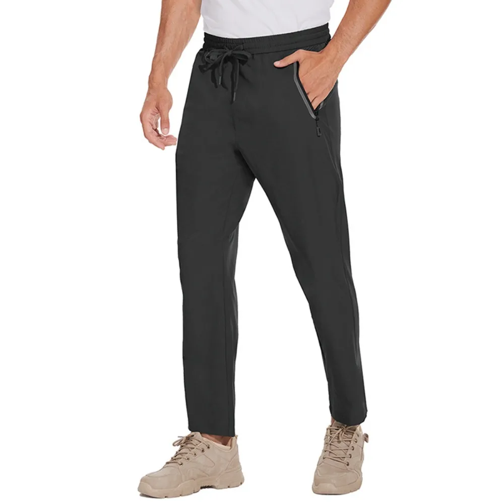 Spring and Summer New Ice Silk Men's trousers thin style business casual pants outdoor stretch breathable straight leg loos