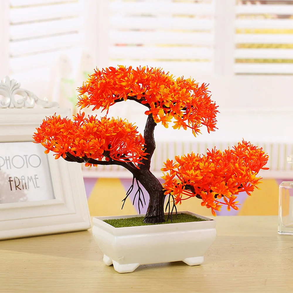 Eye catching Artificial Potted Plant, Plastic GuestGreeting Pine with Pot, Realistic and Vivid Decoration for Home Office Shop