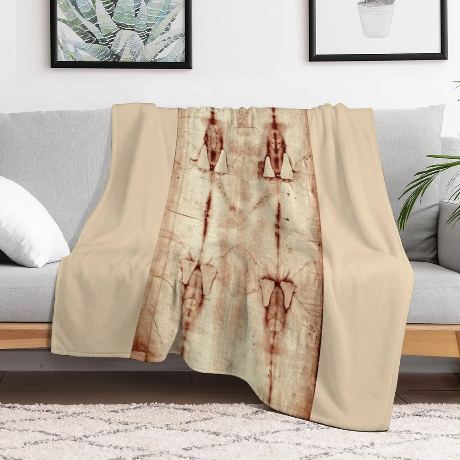 Jesus Shroud of Turin Poster, Jesus Christ Throw Blanket Decorative Sofa Plaid on the sofa Blankets