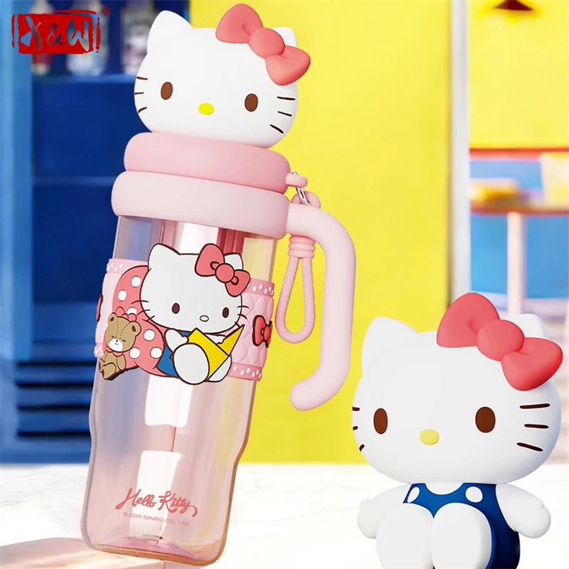 X&W Sanrio Ice King Space Cup Large Capacity Straw Cup With Tea Separator Cute Hello Kitty Summer Outdoor sports Water bottle