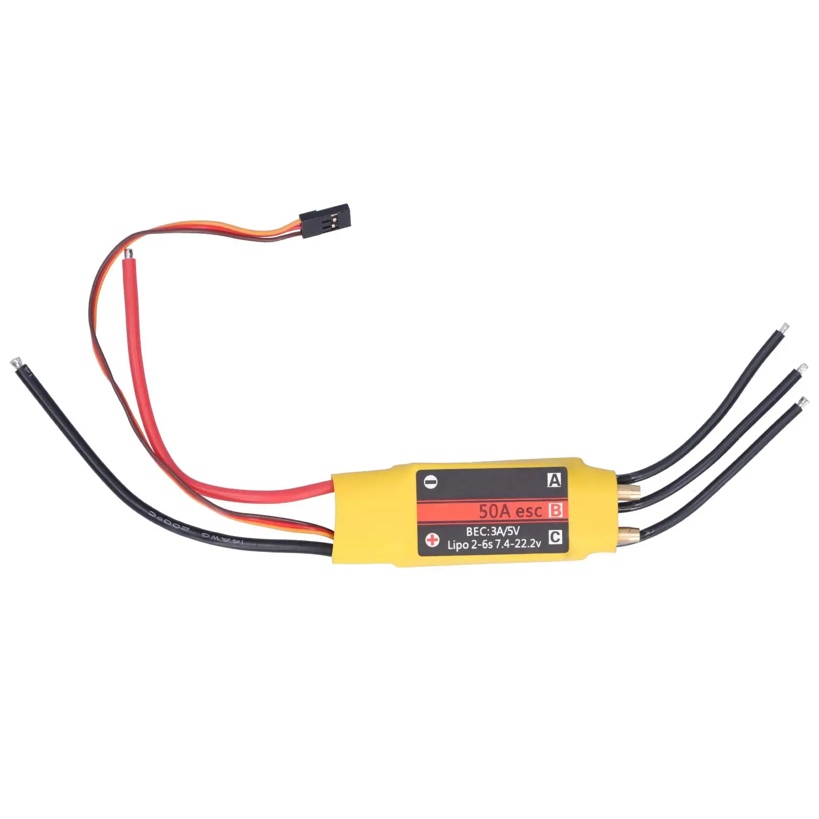 50A Brushless for rc Controller - Yellow, Compact & Stable Electronic ESC for rc Boat Models