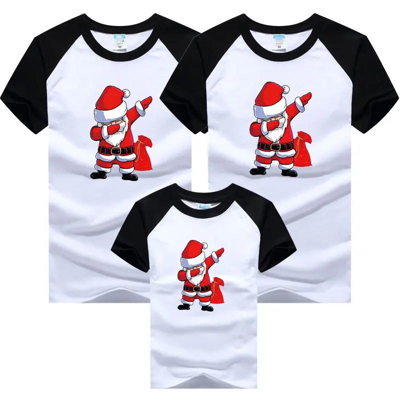 Christmas Family Matching Clothes Cute Santa Mom Dad Son and Daughter T-shirts Kids Couple Tops Tees