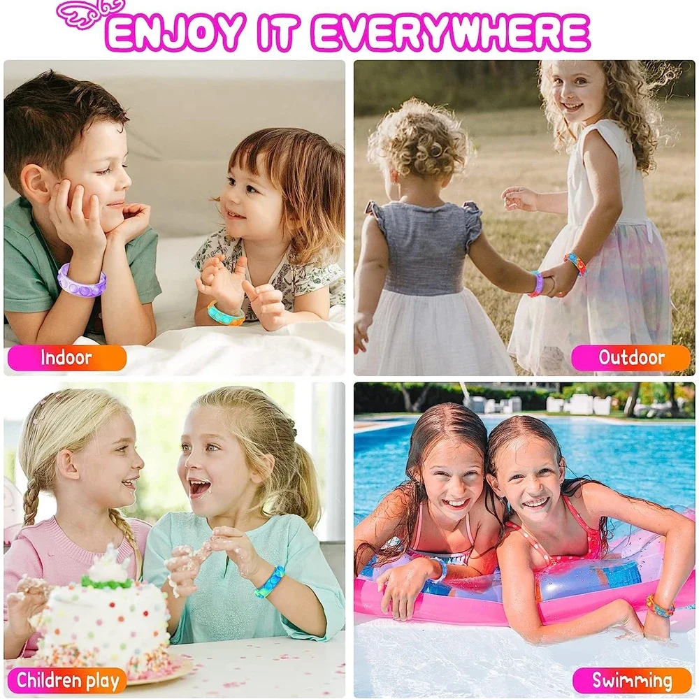 12PCS Fidget Toys Pop Bracelet Party Favors Bubble Bracelets Push Poping Sensory Stress Reliever Toys for Kids Children Gifts image 5