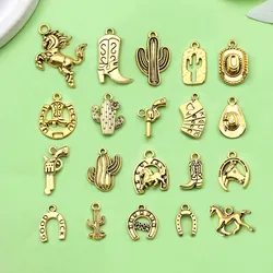 20pcs Western Cowboy Charms Alloy Horseshoe, Cactus, Hat, Boots Pendants for DIY Bracelet Necklace Jewelry Making Accessories