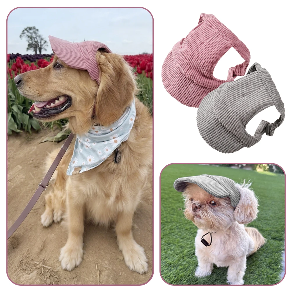 Großer Sonnenschutzhut für Hunde, Baseballkappe für Haustiere, Outdoor-Sportkappe mit Ohrlöchern, verstellbare Sonnenschutzhüte für kleine Hunde und Welpen