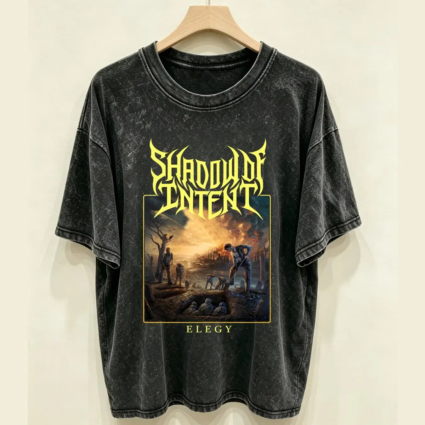 washed T Shirt New Shadow of Intent Elegy Deathcore America Black Size S 5XL vintage Washed Slightly graphic Unisex Stylish
