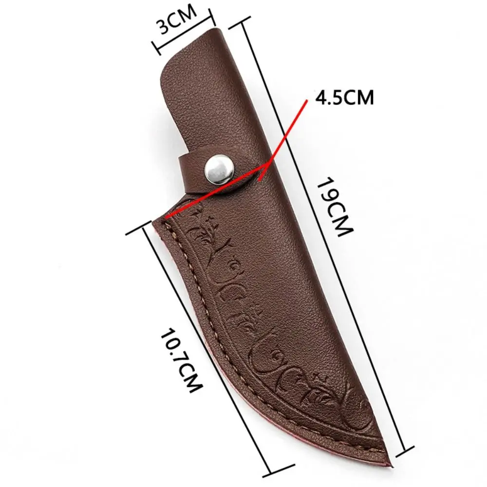 Vintage Knife Sheath Brown Leather Sheath With Waist Belt Buckle Outdoor Straight Knife Protective Cover Sheath Belt Pocket Tool