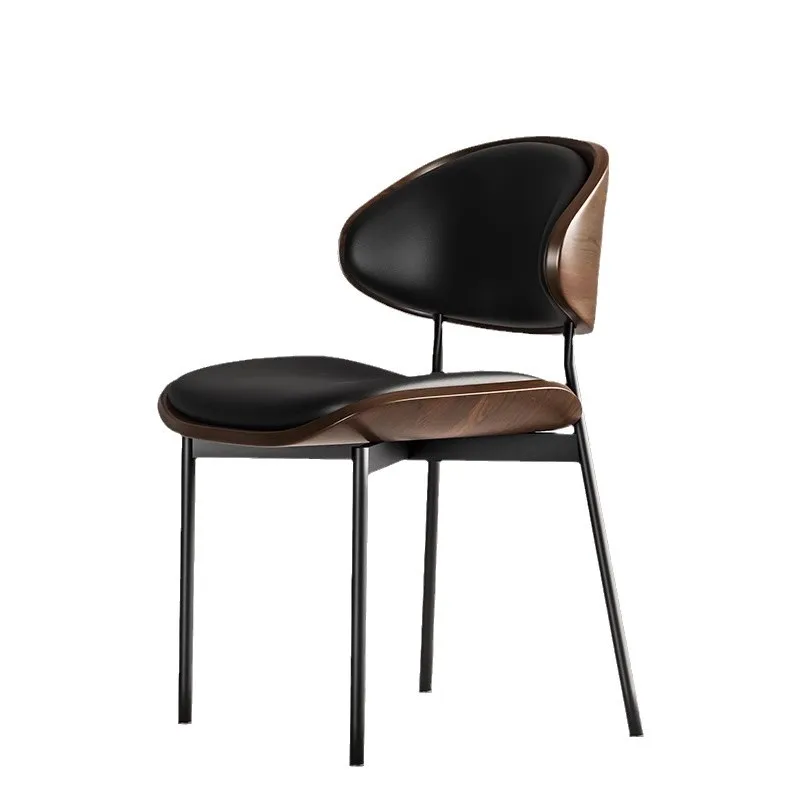 

Leather restaurant solid wood chair backrest antique Eames dining table