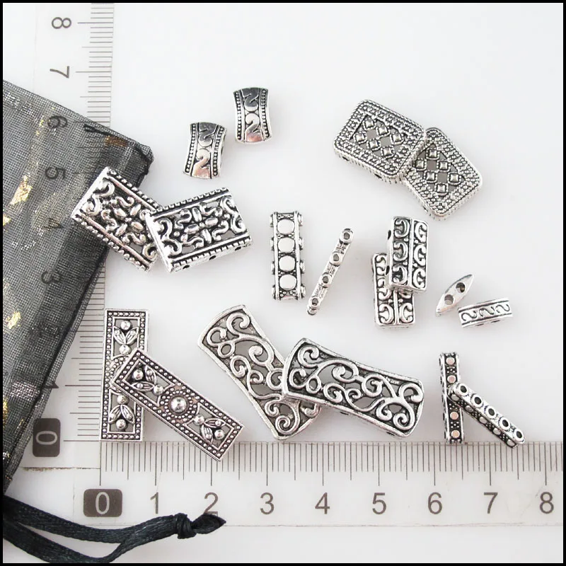 Fashion New Flower Heart Rectangle Tiny Charms Spacer Bar Beads Connectors Tibetan Silver Plated