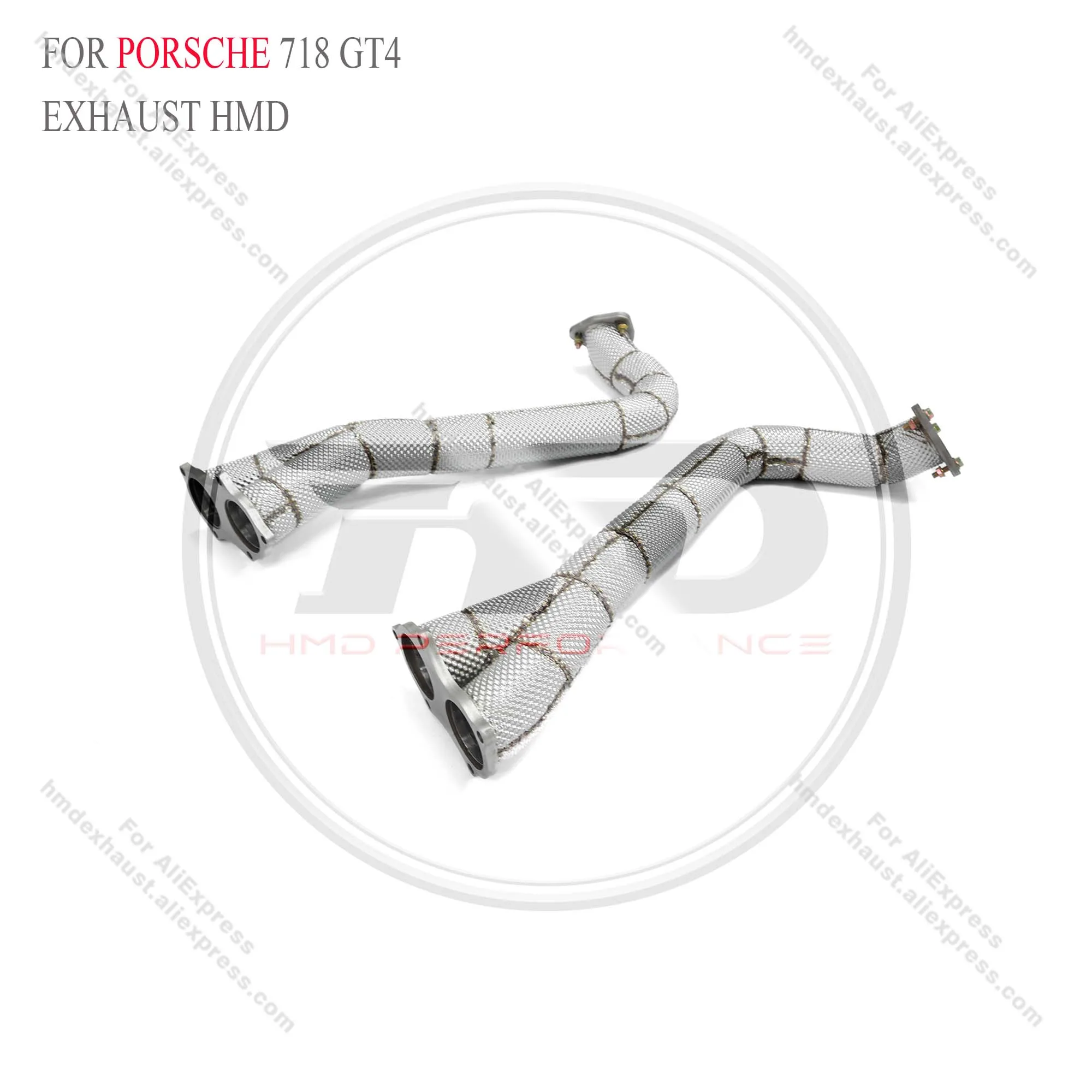 HMD Titanium Performance Downpipe for Porsche 718 GT4 4.0T 2020+ Insulated Racing Pipe No Catalyst