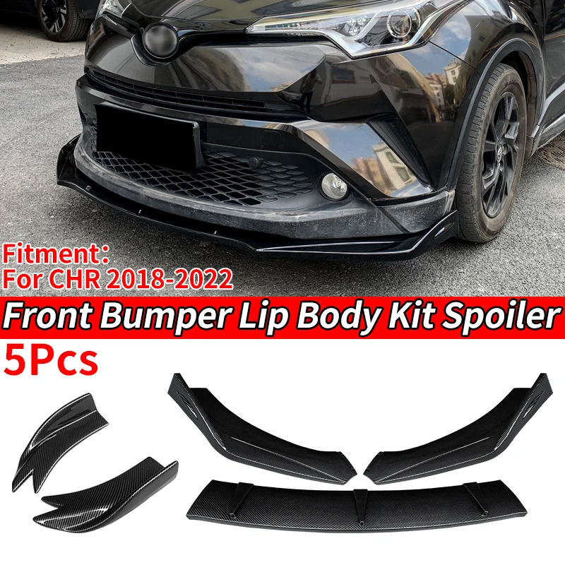 

Car Front Bumper Splitters Lip Body Kit Spoiler Extensions Rear Wrap Angle Shark Fins Carbon Look ABS For Toyota CHR 2018-2022