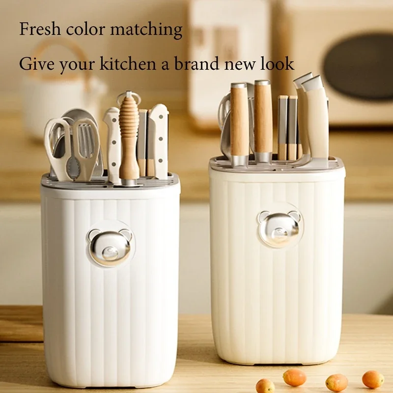 1 قطعة حامل كتلة السكين ، حامل سكاكين تصريف المطبخ متعدد الوظائف ، منظم سكاكين صغير موفر للمساحة لسطح الكونترتوب