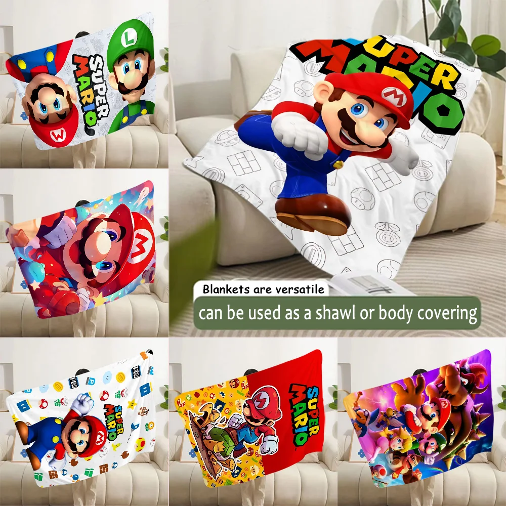 Cartoon Game Super M-Marios Printed Blanket Picnic Blankets Warm Blanket Soft and Comfortable Blanket Home Travel Birthday Gift