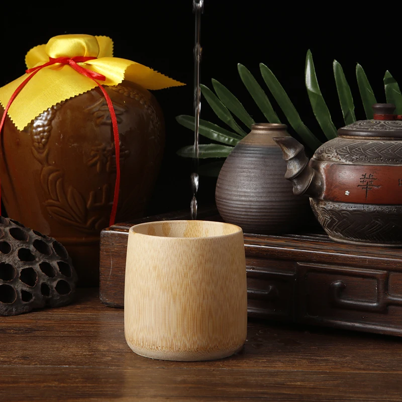 1PCS Japanische Sake Tasse Natürliche Bambus Teetassen Chinesische Holz Wasser Tasse für Tee Wein Kaffee Saft Trinken Becher Handmade – Detail 2