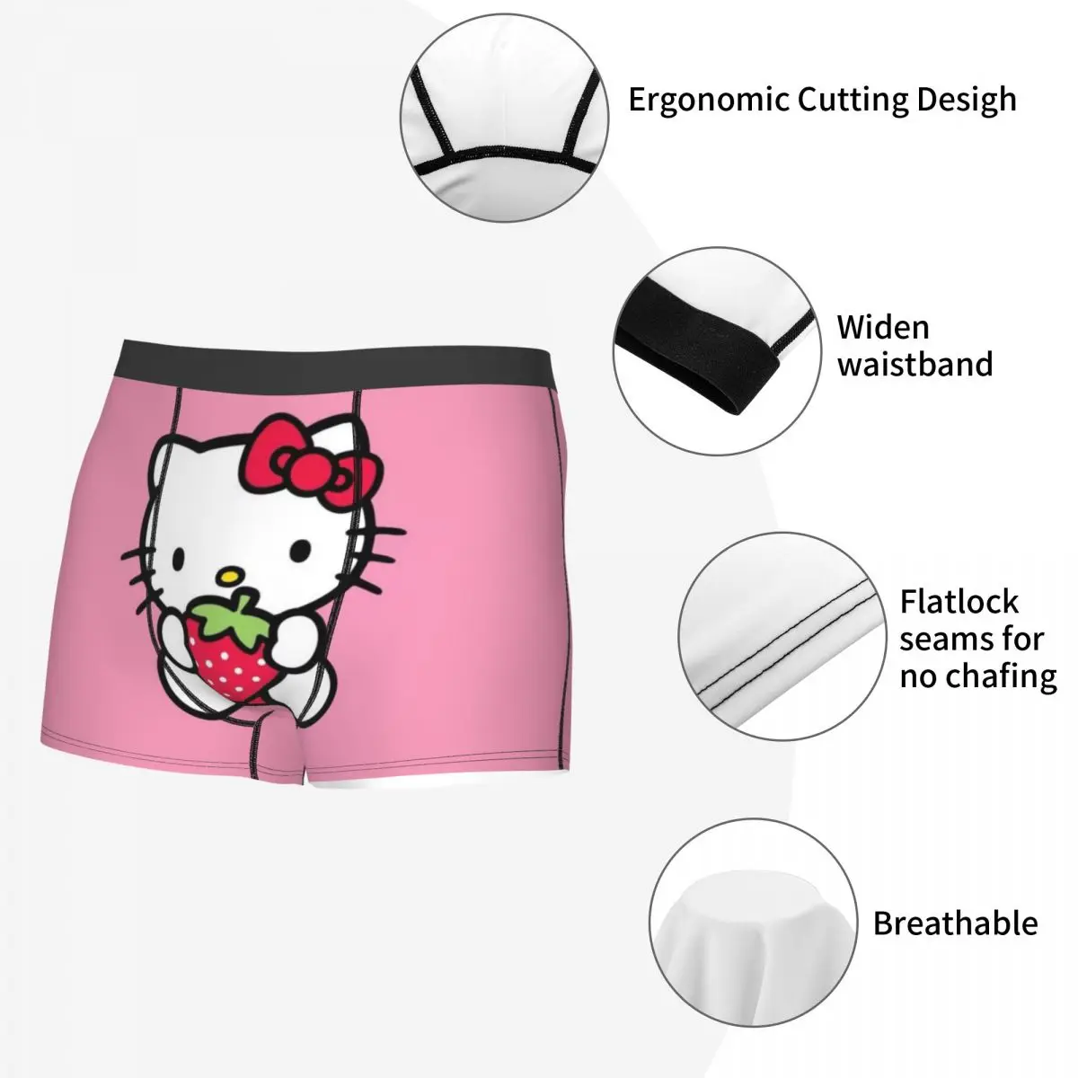 Male Funny Sanrio Hello Kitty Underwear Cartoon Boxer Briefs Soft Shorts Panties Underpants