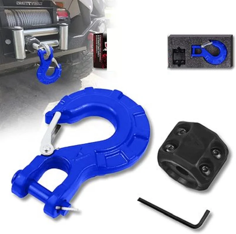 16Ton 35000lbs 3/8” die forged hook with rubber stopper for 12000lbs winch self-rescue trailer G70 hook towing rope ATV UTV tow