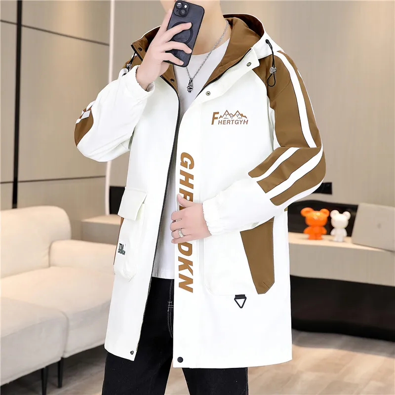 Classic Casual Hooded Men\'s Jackets 2026 Spring Autumn Outdoor Sports Windbreaker Top Clothing Streetwear Loose Mid-Length Coats