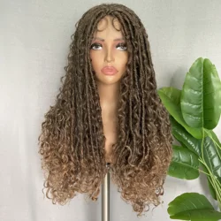 X-TRESS Natural Synthetic Faux Locs Braided Wigs Bohemian Curly Hair Goddess Soft Crochet Braids with Baby Hair for Black Women