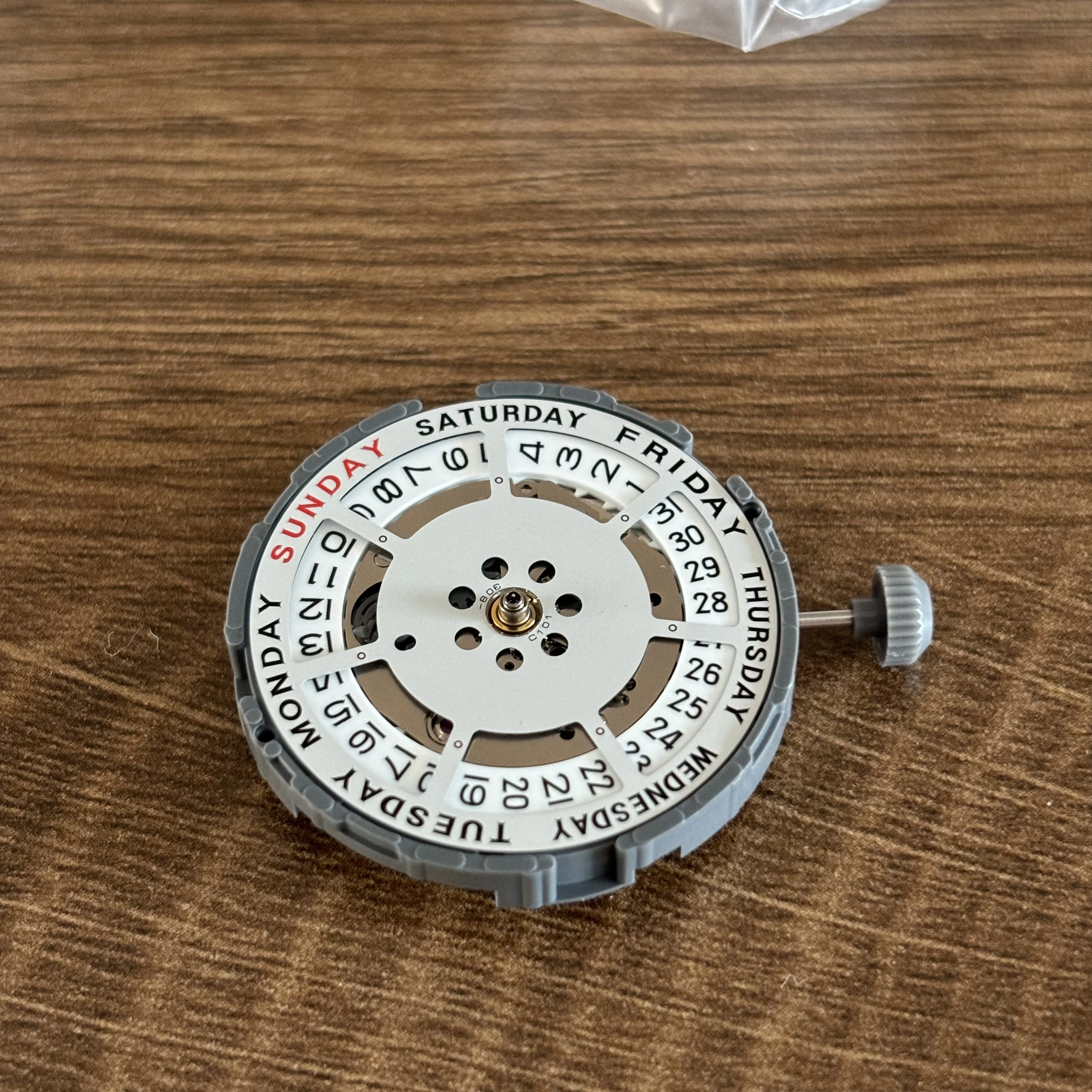 メカニカルウォッチムーブメントパーツ、上下、ダブルカレンダー、ホワイト、8285