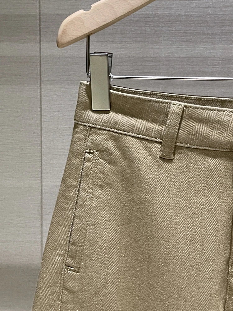 بنطلون جينز نسائي بخصر عالٍ وتصميم عتيق، قصة مستقيمة، لون بني، ملابس نسائية، إصدار جديد لخريف وشتاء