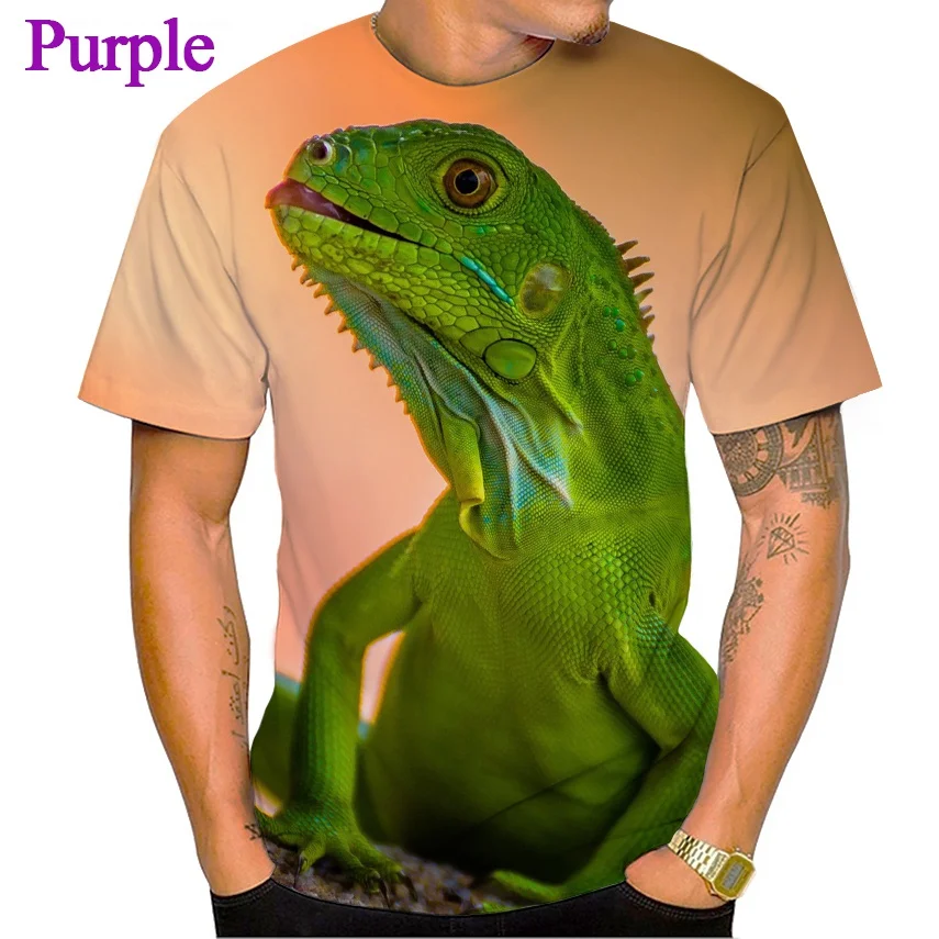 Summer Hot Sale 3D T-shirt Fashion Animal Lizard Print T Shirt Personalized Harajuku Style Street Breathable Short Sleeve Top