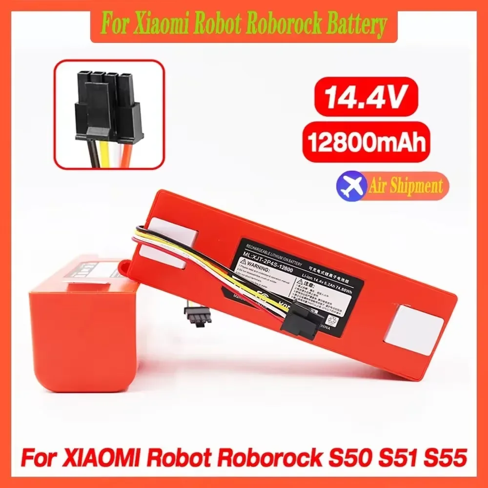 12800mAh 14.4v roborock s50 battery brr 2p4s 5200d original battery for Xiaomi Robot Roborock S50 S51 S55 T60 Accessory Spare