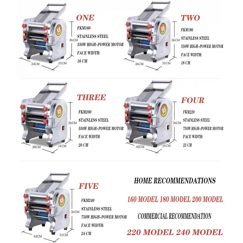 750 واط صانع المعكرونة الكهربائية ماكينة صنع المكرونة زلابية الجلد الأسطوانة الصلب كامل الفولاذ المقاوم للصدأ صانعة النودلز للأغراض التجارية #5