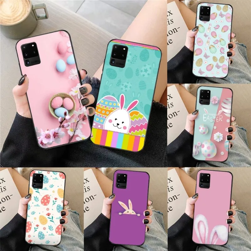 Easter Eggs Cute Phone Case for Samsung Galaxy S23 S22 S21 S10 S9 S8 Plus Ultra Black Soft Cover Funda Shell