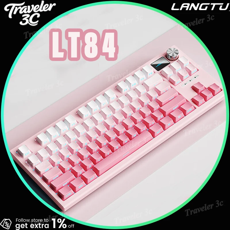 

LANGTU LT84 Проводная механическая клавиатура с боковой гравировкой, изготовленная на заказ механическая клавиатура, игровая и офисная клавиатура, прокладка с возможностью горячей замены, подарок, ПК