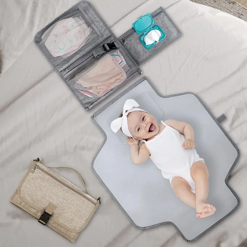 Portable Changing Pad Waterproof Compact Detachable Changing Station Foldable Travel Changing Station With Large Capacity Fits