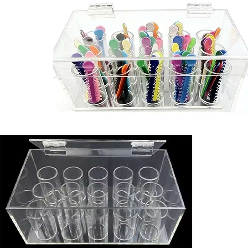 Clear Dental Orthodontic Power Chain Box Acrylic Dental Chain Organizer Box Elastic Rubber Bands Chain Dispenser Storage Case