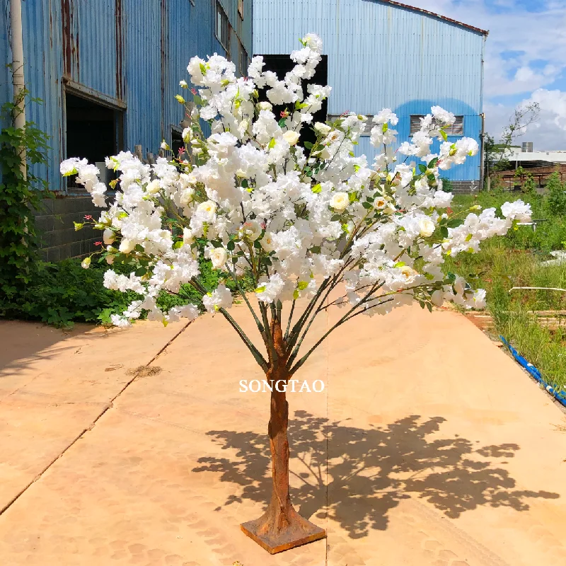 custom.songtao hot selling artificial cherry blossom trees 1.5m Height Plants  pink artificial cherry wedding decorati