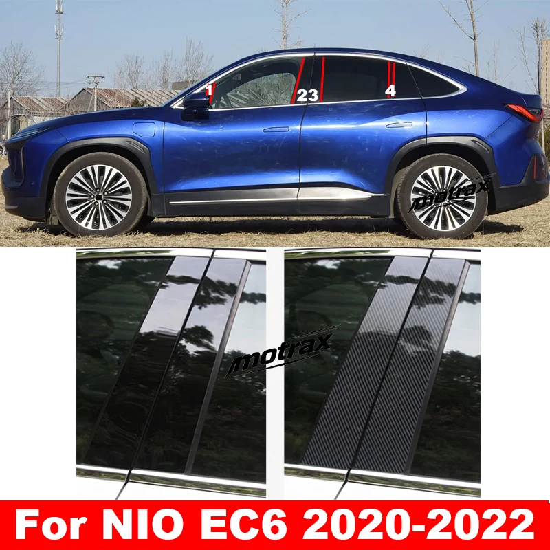 For NIO EC6 2022 2021 2020 Car Window Door Column B C Pillar Middle Post Cover Glossy PC Sticker Decoration Accessories