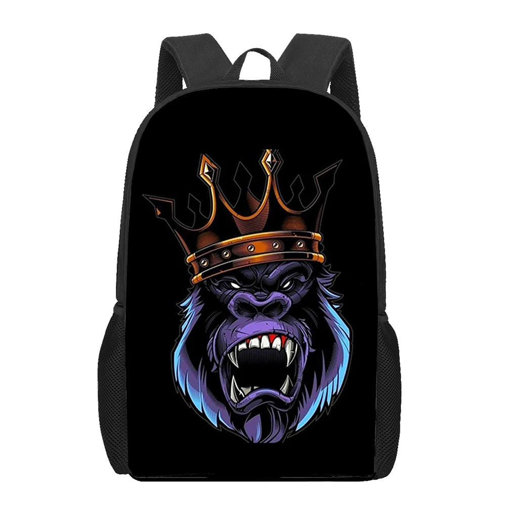 Animal coroa impressão 3d sacos de escola para meninas adolescentes meninos casuais crianças bookbags mochilas estudante grande capacidade mochila