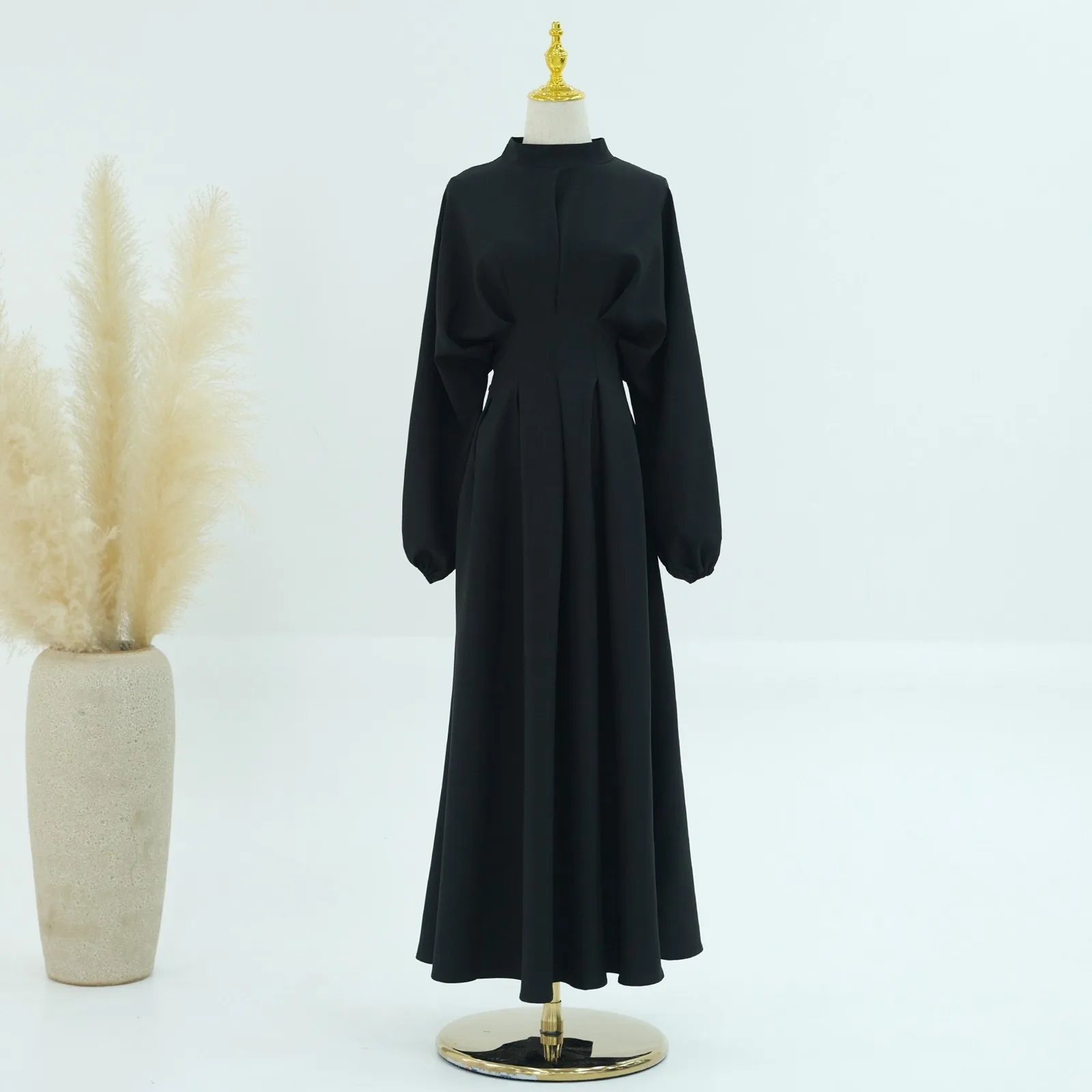 Muslim Long Sleeve Dress Prayer Clothes Women's Solid Color Leisure Muslim Dress Robe Comfortable Breathable Muslim Costume