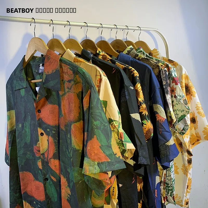 

Vintage Oil Painting Print irt ort Sve Men's Faion Lazy Sle Couple's irt Polyester Fiber Summer Casual Wear