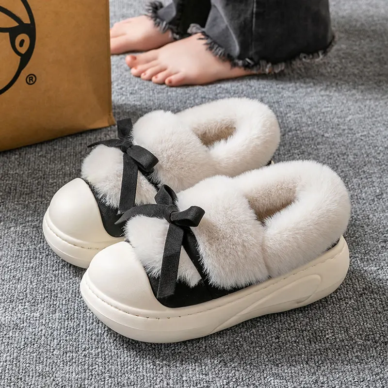 

Хлопковые тапочки Thi Bot, женская зимняя уличная одежда, домашние домашние тапочки Cotton oes с большим меховым носком