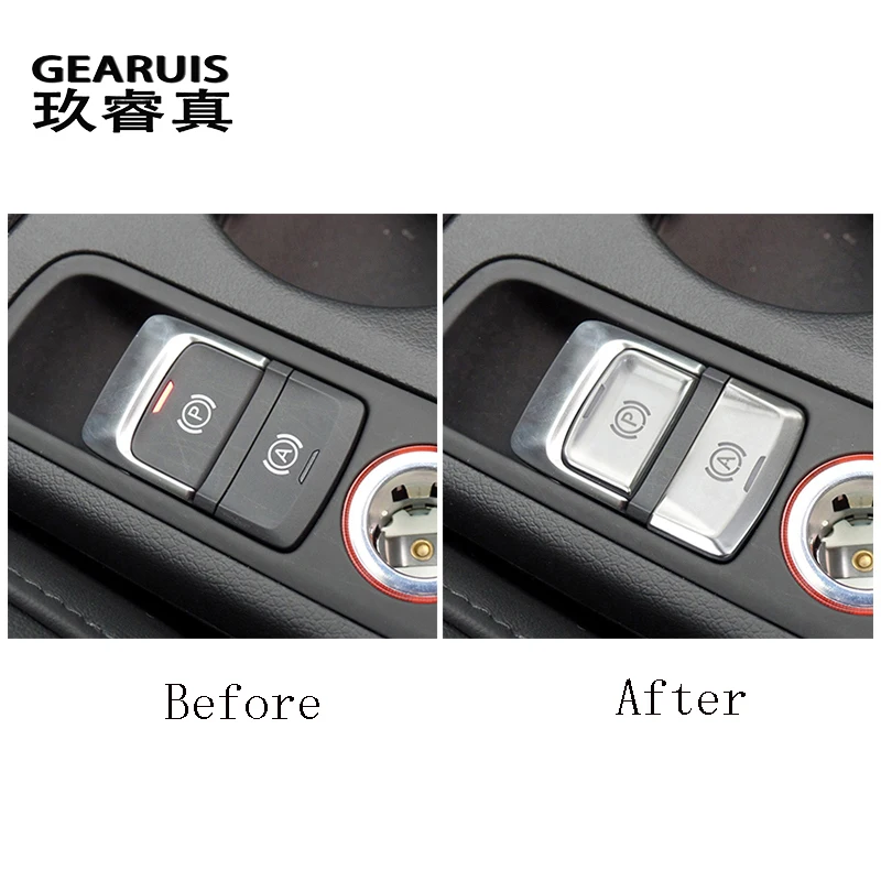 Car Styling For Audi Q3 8U 2013-2018 Power Electronic Parking Brake Handbrake Auto Switch Button decoration Cover Sticker Trim