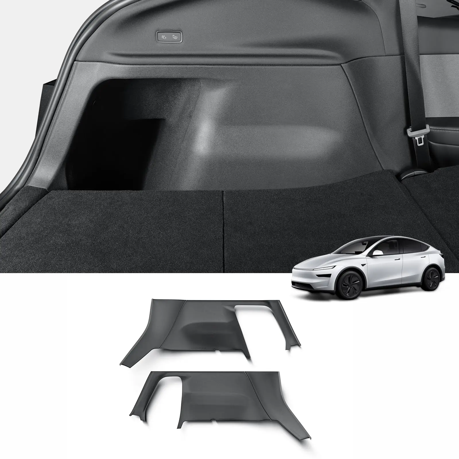 

Black TPE Trunk Side Protectors With Velcro For Model Y 2025–2026 Five-Seat Versions Left And Right Panels