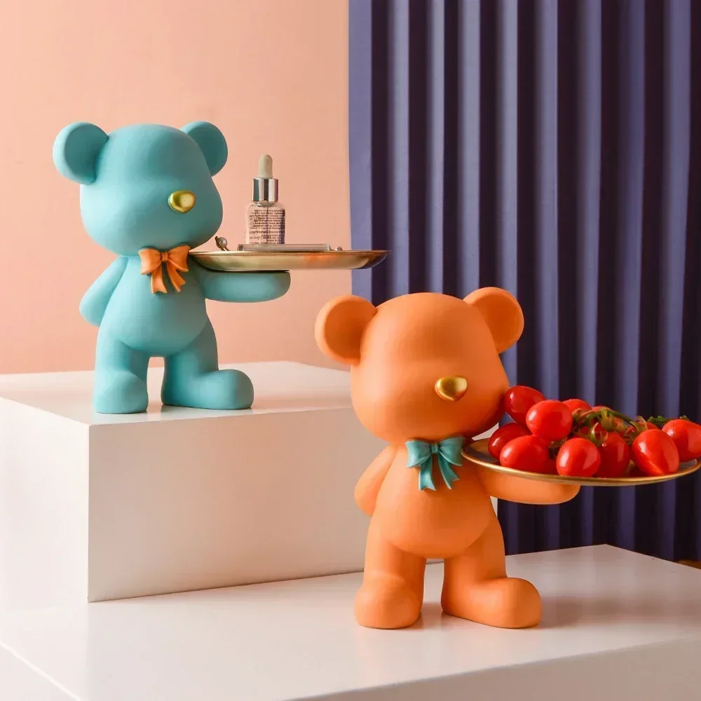 

Animal Figurines Table Ornaments Decoration,Storage Metal Tray,Desktop Candy Fruit Dish,Nordic Home Living Room Sculpture Decor