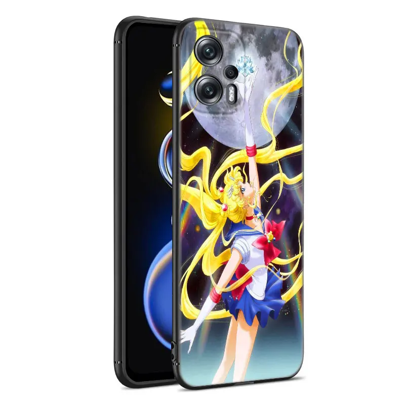 Pretty Soldier S-Sailor Moon Phone Case For Xiaomi POCO X3 X4 NFC F5 M2 M3 M4 M6 X5 Pro F3 F4 GT 5G C31 C55 M5S Black Cover