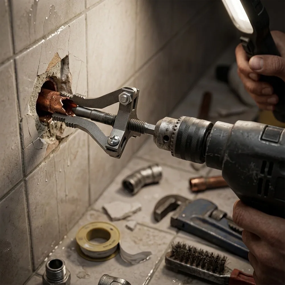 For Residential Plumbing Broken Pipe Extractor Electric Drill Adapter High-strength Alloy Steel Anti-slip Serrations
