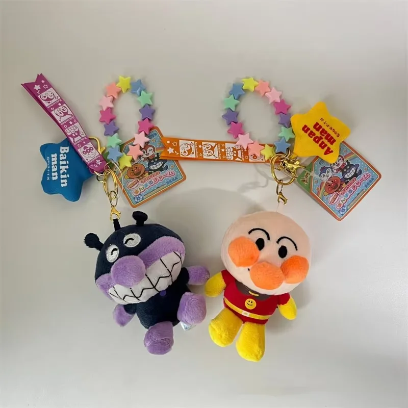 Kawaii Anpanman Baikinman Plush Keychain Japanese Anime Stuffed Doll Soft Bag Charm Backpack Pendant Car Decor Festival Gift